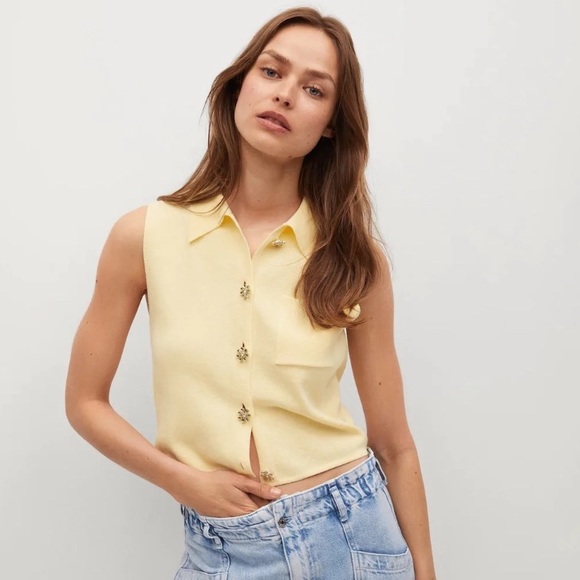 Mango Knit Rhinestones Top - Picture 1 of 7